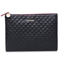 Faux Leather Quilted Clutch Bag