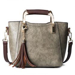 Metal Handle Tassels Handbag