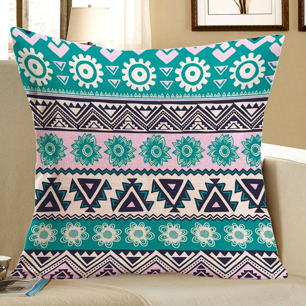 

Colorful Geometric Pattern Linen Square Pillow Case