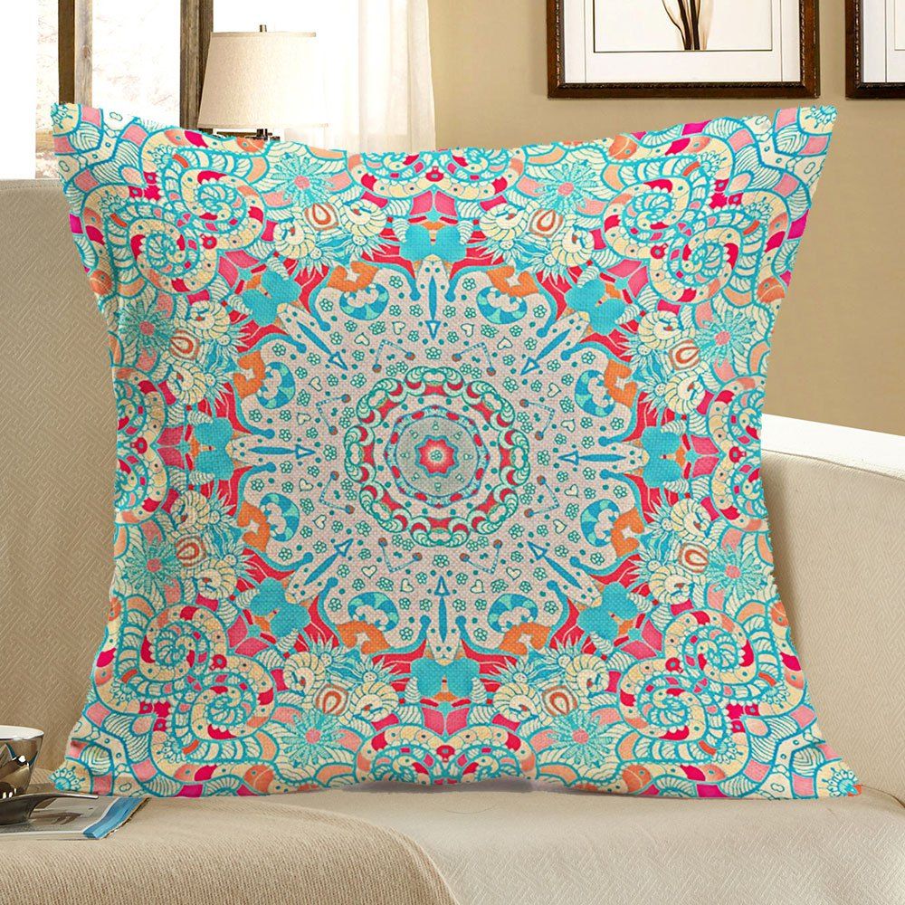 

Ethnic Geometry Printed Linen Pillow Case, Colorful