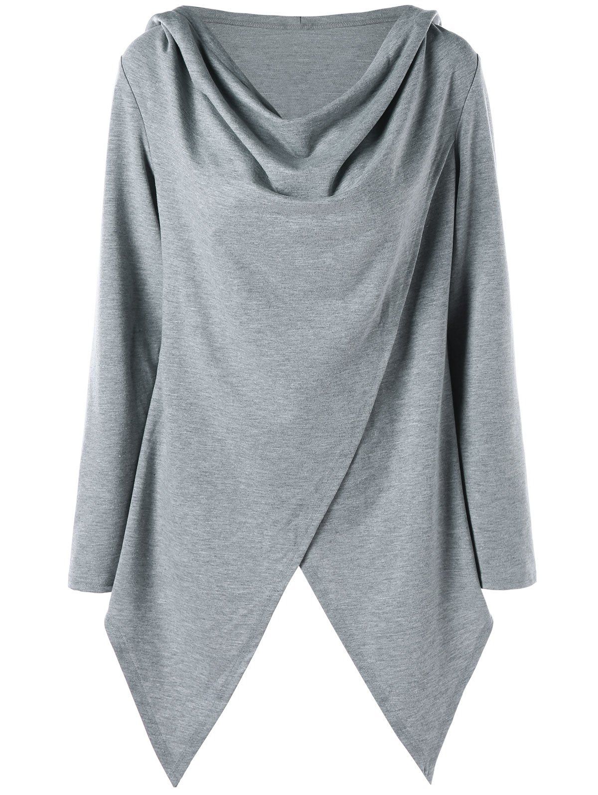 [38% OFF] Asymmetrical Surplice Tunic Pullover Hoodie | Rosegal