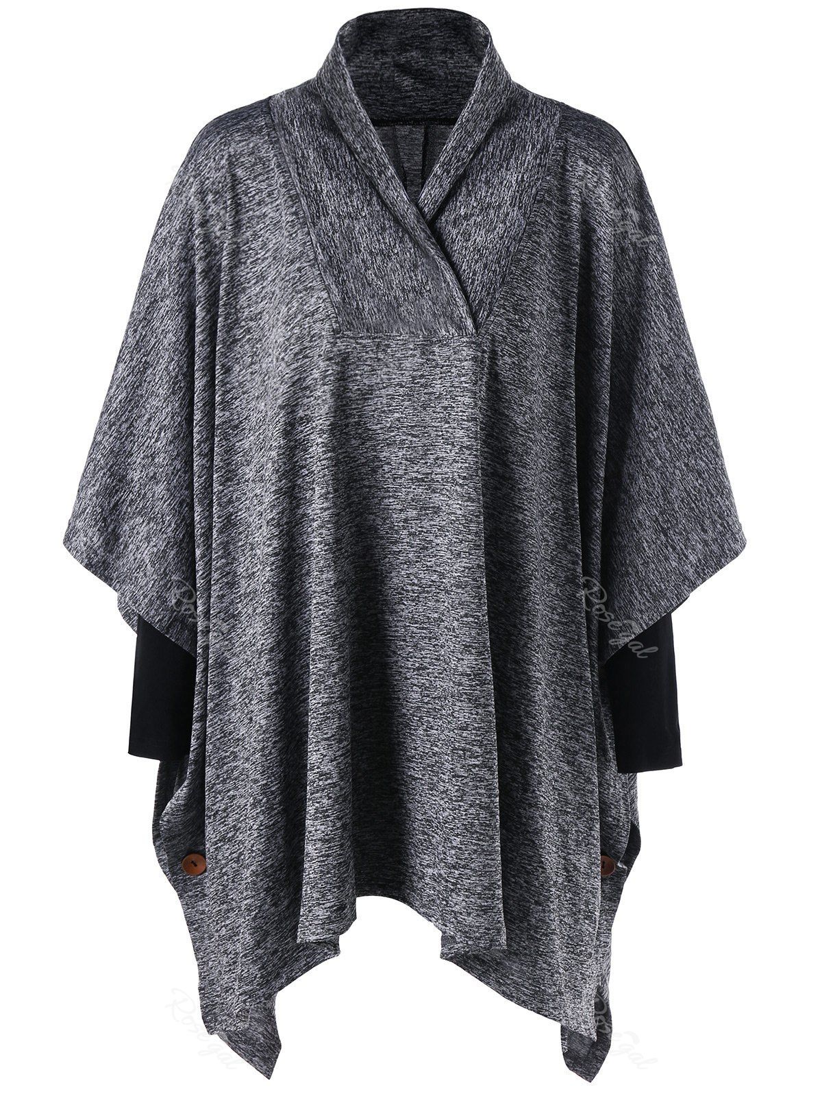 

Plus Size Shawl Collar Tunic Top, Gray