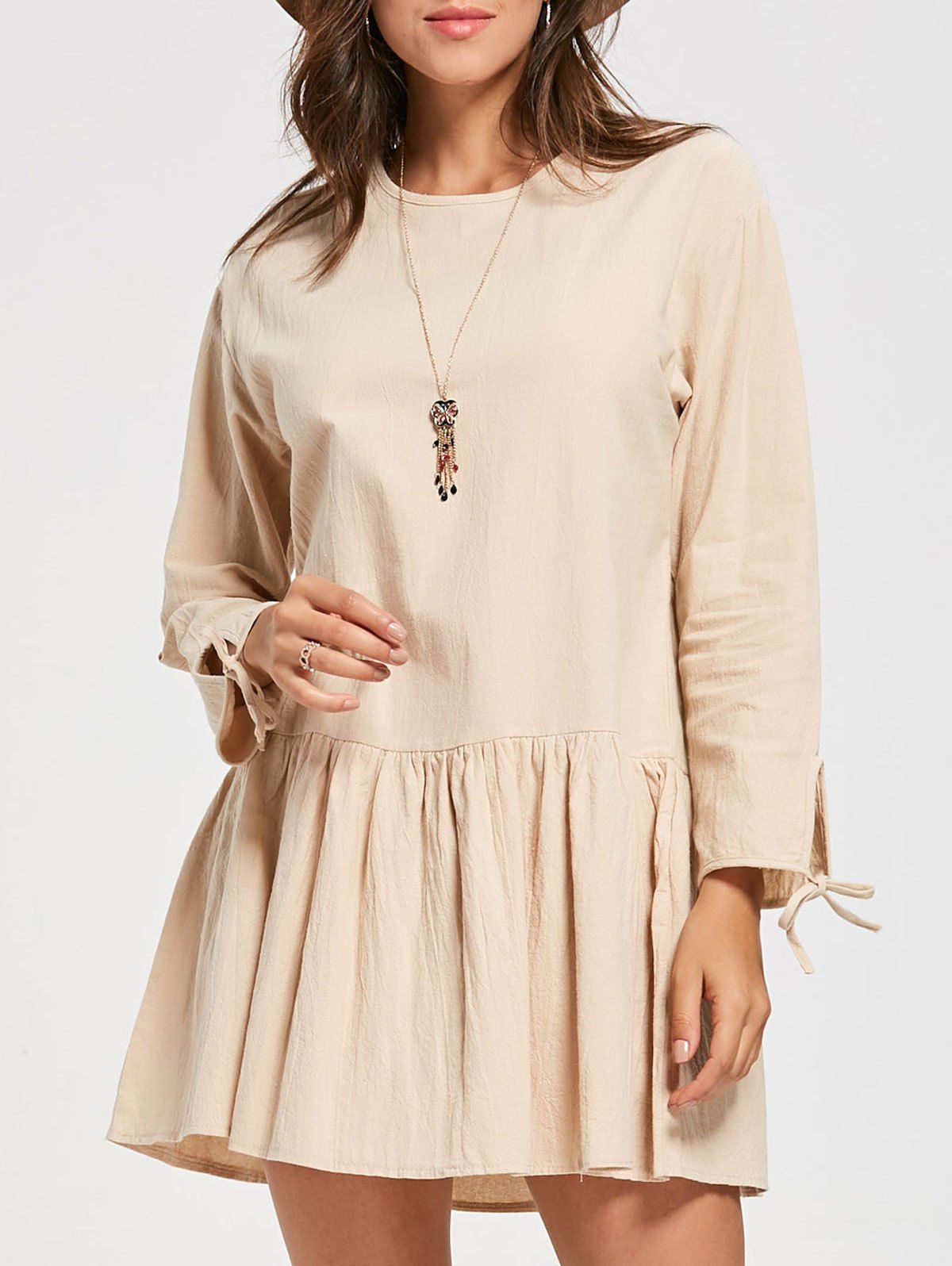 fashion round collar flouncing shift mini dress