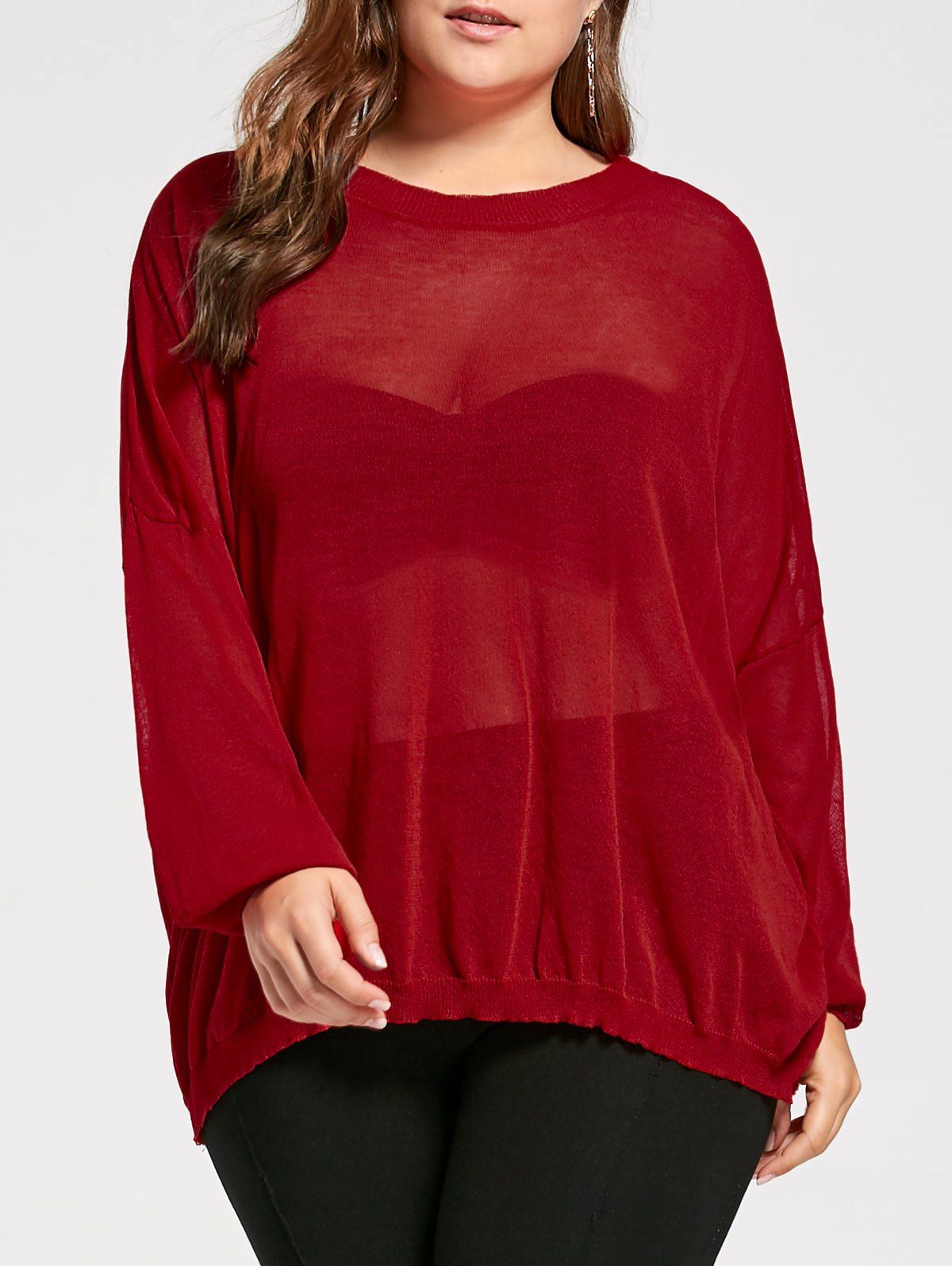 [60% OFF] Drop Shoulder Knit Plus Size Tunic Sweater | Rosegal