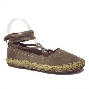 Tie Leg Faux Suede Ballet Flats