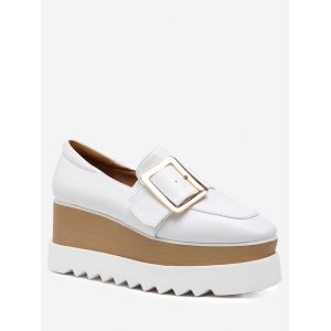 Belt Buckle Square Toe Wedge Shoes