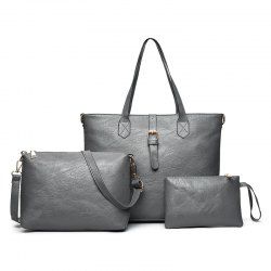 Three Pieces PU Leather Buckle Strap Shoulder Bag Set