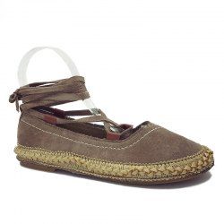 Tie Leg Faux Suede Ballet Flats