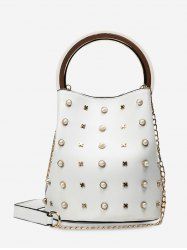 Faux Pearls Chain Bucket Bag
