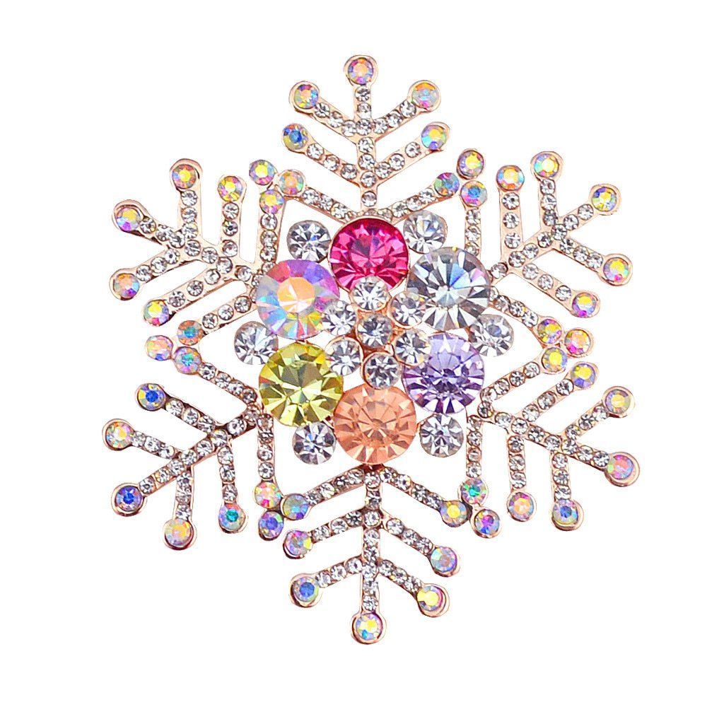 

Winter Snowflake Shape Rhinestone Brooch, Golden