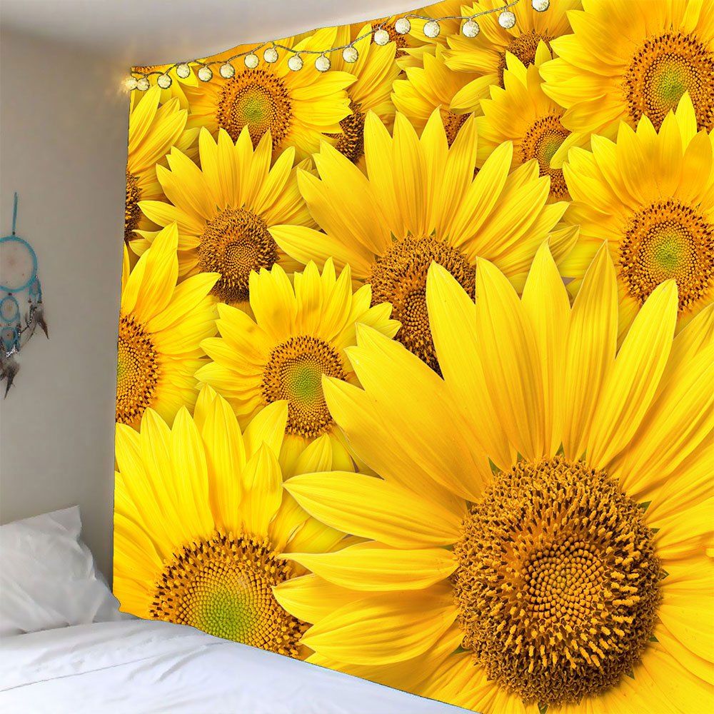 

3D Sunflowers Printed Waterproof Wall Hanging Tapestry, Yellow