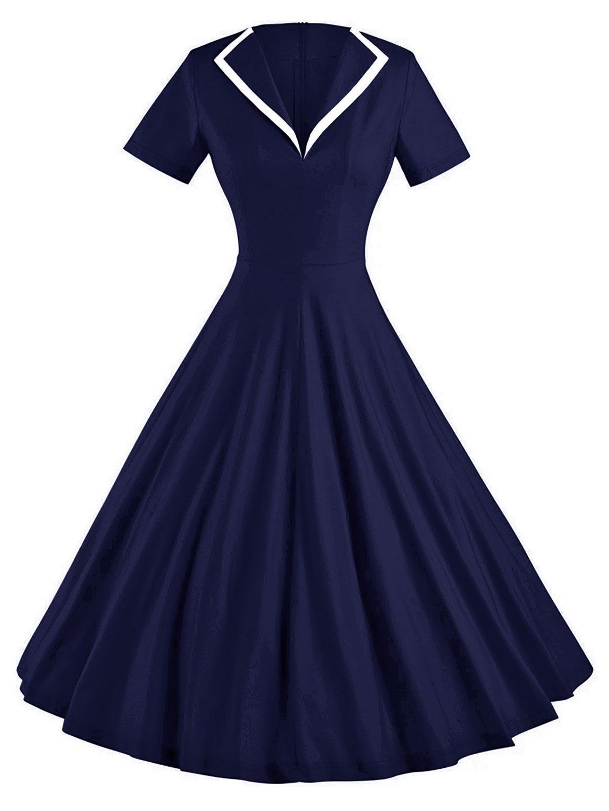 

Vintage Skate Party Pin Up Dress, Deep blue