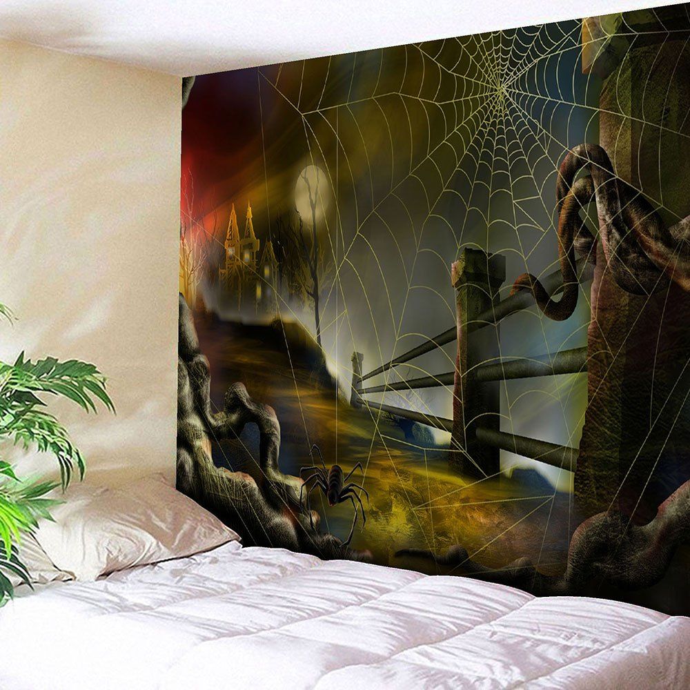 

Halloween Spider Web Printed Wall Tapestry, Colormix