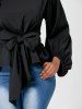 Blouse À Manches Bouffantes Ceinturée -  