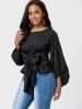 Blouse À Manches Bouffantes Ceinturée -  