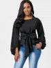 Blouse À Manches Bouffantes Ceinturée -  