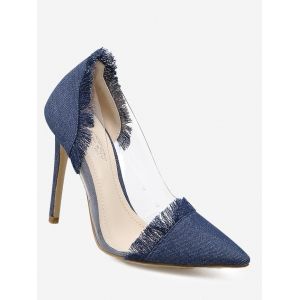 Fringe Stiletto Heel Denim Pumps