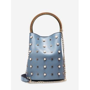 Faux Pearls Chain Bucket Bag