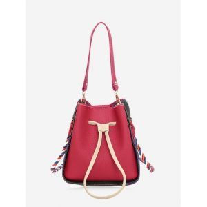 Drawstring Color Block Bucket Bag