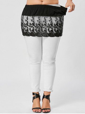 

Lace Extender Sheer Plus Size Mini Skirt, Black