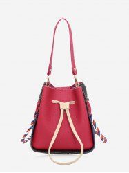 Drawstring Color Block Bucket Bag