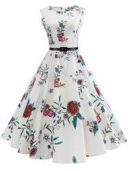 2018 Vintage Sleeveless Flower Print A Line Dress Rosegal Vintage Sleeveless Flower Print A Line Dress