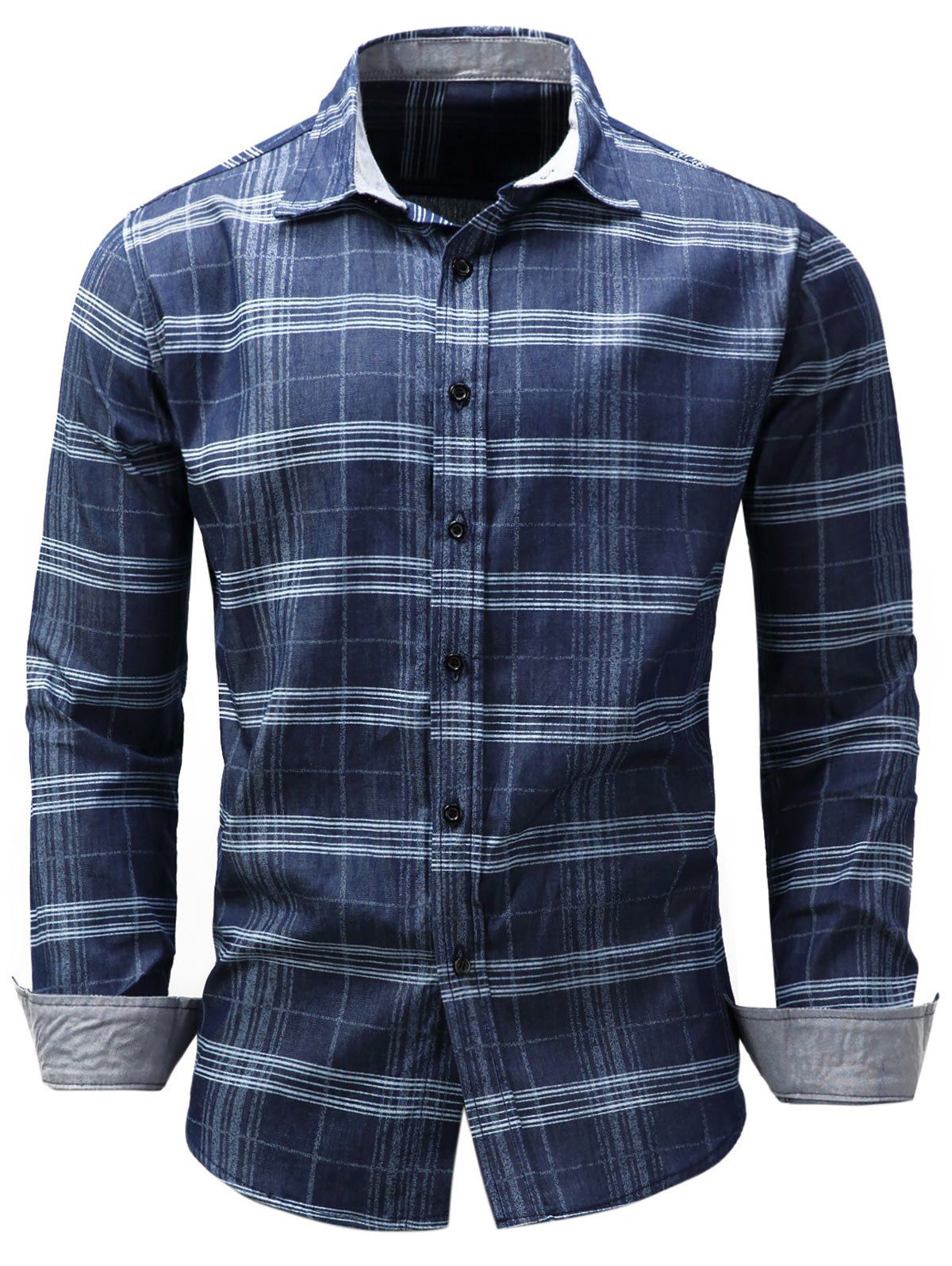 

Long Sleeve Tartan Chambray Shirt, Blue