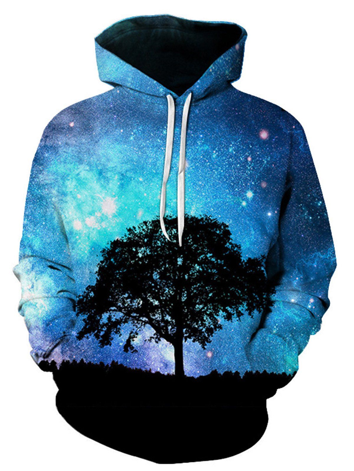 

3D Tree Galaxy Print Pullover Hoodie, Colormix