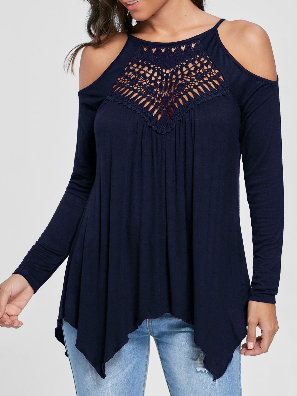 

Open Shoulder Handkerchief Top, Cadetblue