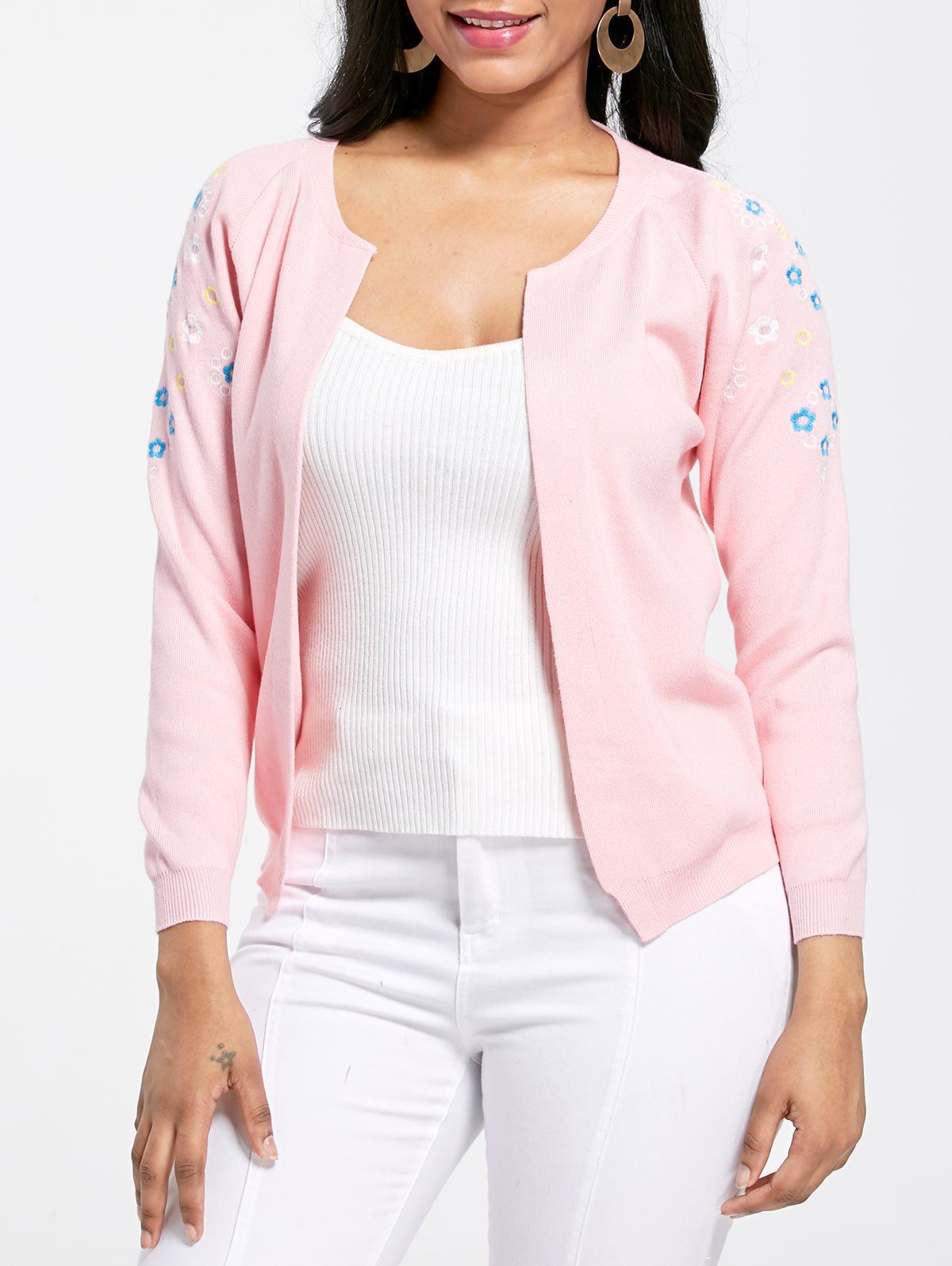 Store Ribbed Embroidered Cardigan  