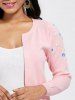 Ribbed Embroidered Cardigan -  