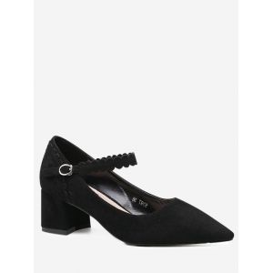 Block Heel Ankle Wrap Pumps