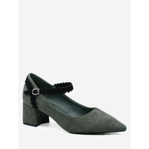 Block Heel Ankle Wrap Pumps