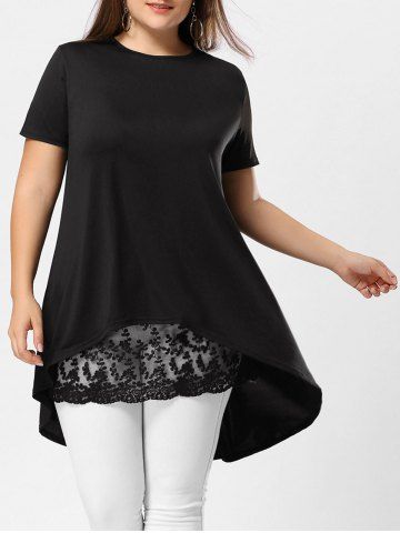 Black 5xl Lace Extender Sheer Plus Size Mini Skirt | RoseGal.com