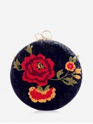 Embroidered Metal Ring Clutch Bag