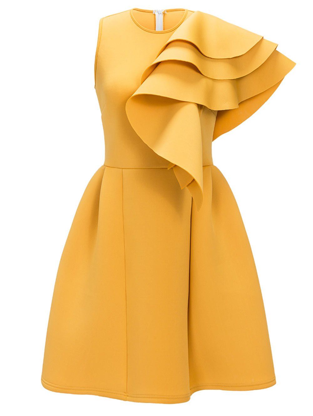 [29% OFF] Ruffle Sleeveless Short Cocktail Dress | Rosegal