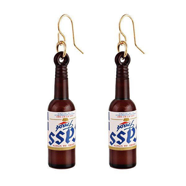 

Wine Bottle Pendant Fish Hook Earrings, Brown