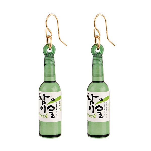 

Wine Bottle Pendant Fish Hook Earrings, Green