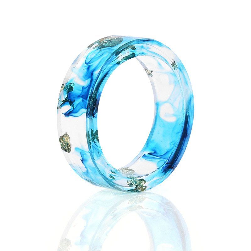 

Dry Flower Ocean Resin Transparent Ring, Blue