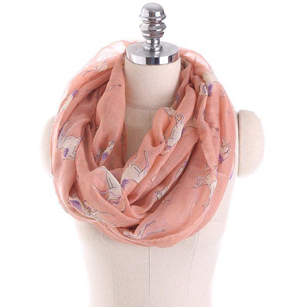 

Horse Printed Infinity Scarf, Light pink