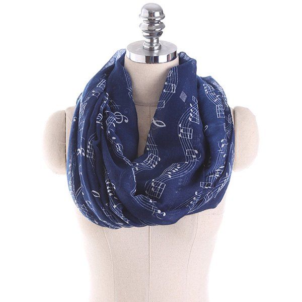 

Note Stave Music Element Printed Infinity Scarf, Cadetblue