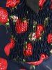 Halter Strawberry Print Vintage Pin Up Dress -  