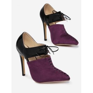 Two Tone Tie Up Pumps