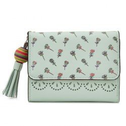 Tassel Floral Design Tri Fold Wallets