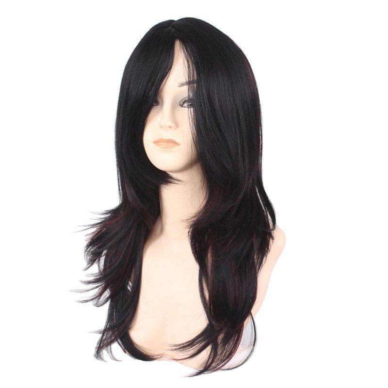 39 Off Long Side Bang Layered Natural Straight Colormix