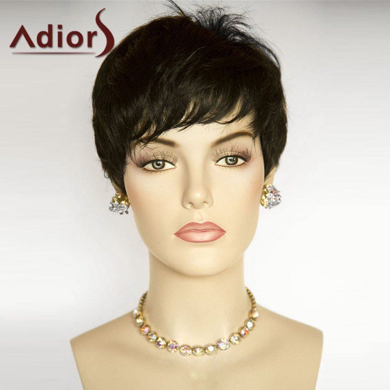 [14 Off] Adiors Inclined Bang Straight Short Pixie Bob Synthetic Wig