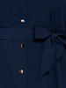 Openwork Scalloped Plus Size Button Down Shirt Dress -  