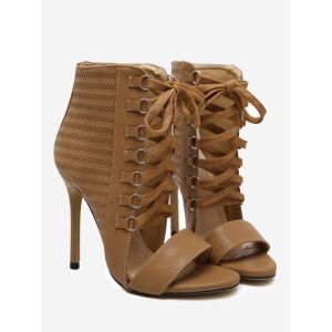 Tie Up Woven Pattern Sandals
