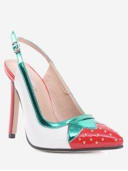 Strawberry Pattern Studded Pumps