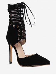 Lace Up Stiletto Heel Pumps